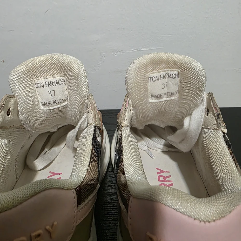 Burberry Beige and Pink Check Athletic Shoes - Picture 5 of 8